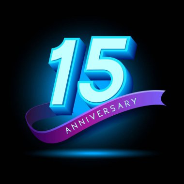 15 yıl neon yıldönümü logosu, dekoratif arka plan