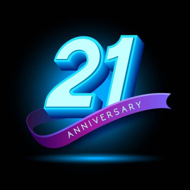 21 yaş neon yıldönümü logosu, dekoratif arka plan
