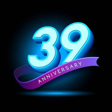 39 yaş neon yıldönümü logosu, dekoratif arka plan