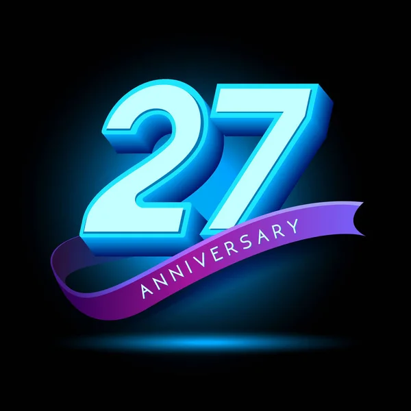 Ans Logo Anniversaire Néon Fond Décoratif — Image vectorielle