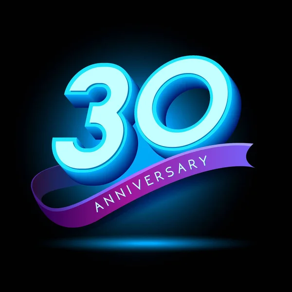 Anos Neon Aniversário Logotipo Fundo Decorativo —  Vetores de Stock