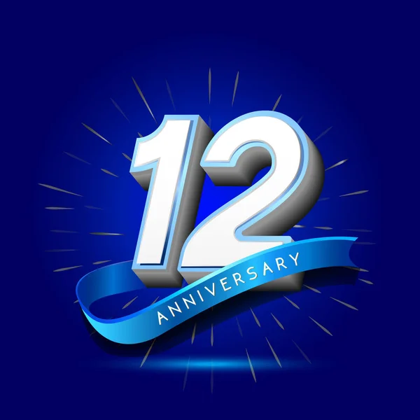 Ans Logo Anniversaire Bleu Fond Décoratif — Image vectorielle