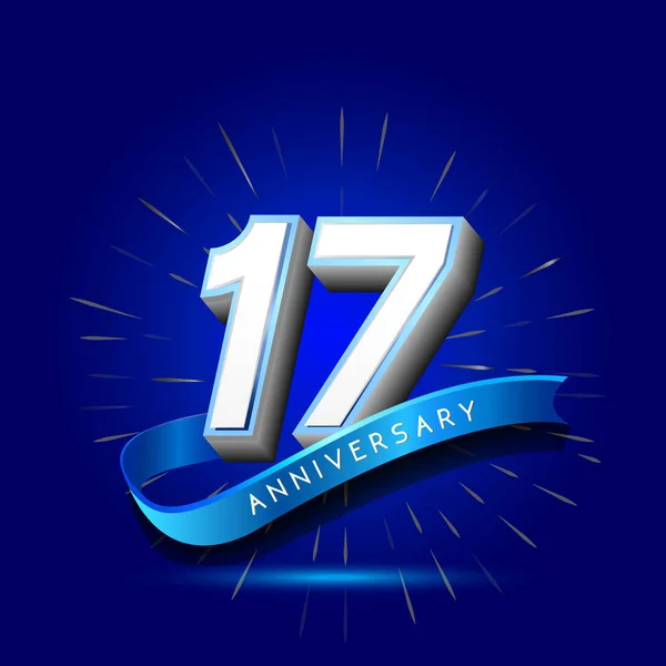 Anos Logotipo Aniversário Azul Fundo Decorativo — Vetor de Stock