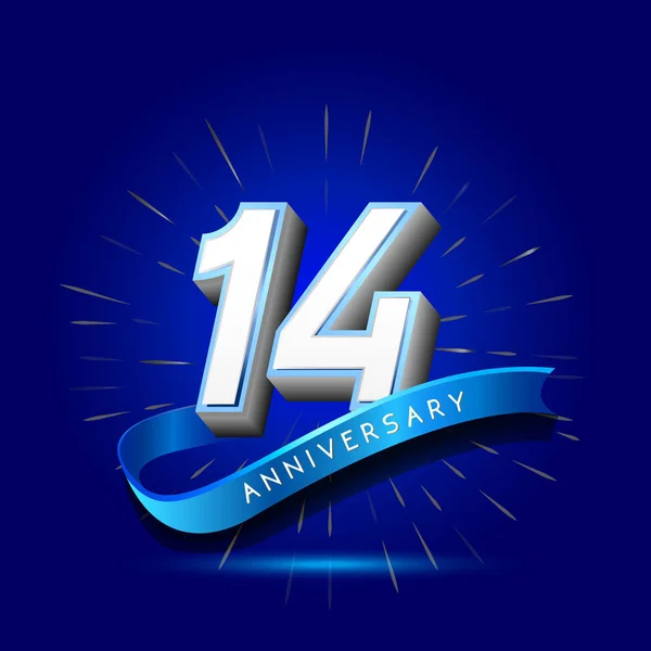 Logo Anniversaire Bleu Ans Fond Décoratif — Image vectorielle