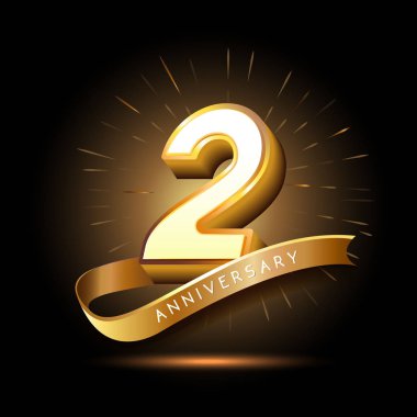 2 yıl altın yıldönümü logosu, dekoratif arka plan