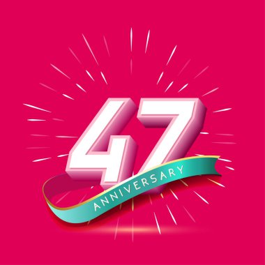 yıldönümü logosu, dekoratif arka plan 47 yaş pembe