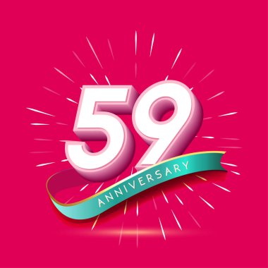 yıldönümü logosu, dekoratif arka plan 59 yaş pembe