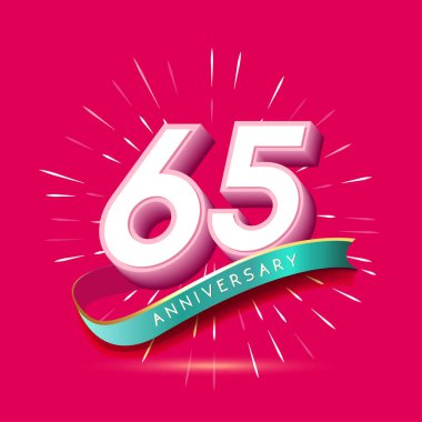 65 yıl yıldönümü logosu, dekoratif arka plan pembe