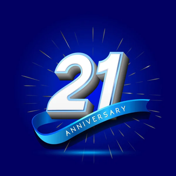 21Jaar Blauwe Verjaardagslogo Decoratieve Achtergrond — Stockvector