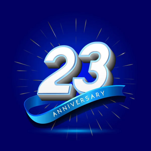 23年蓝色周年纪念标志 装饰背景 — 图库矢量图片