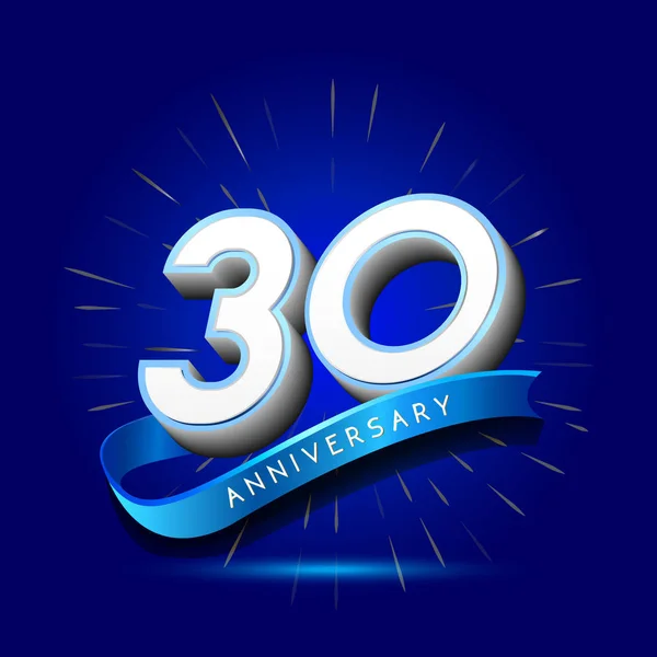 Anos Logotipo Aniversário Azul Fundo Decorativo —  Vetores de Stock