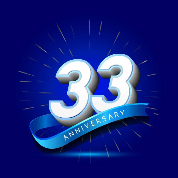 Years Blue Anniversary Logo Decorative Background — Stock Vector