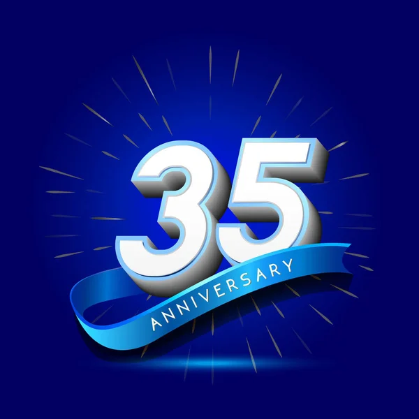 35 yıl yıldönümü logosu, dekoratif arka plan mavi