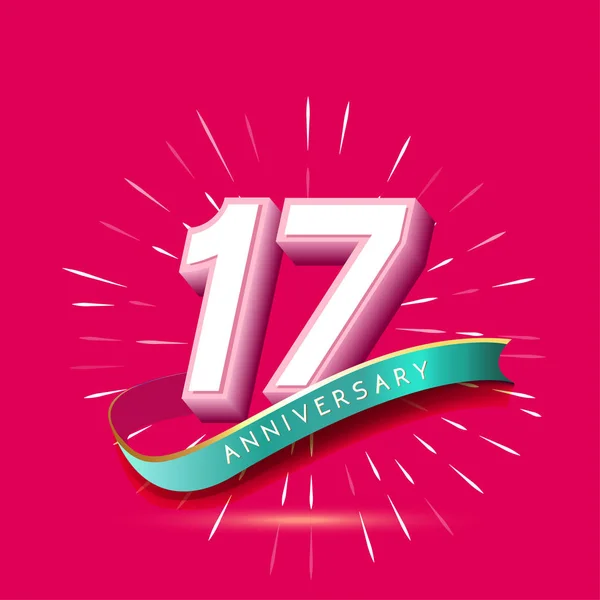 17 yıl yıldönümü logosu, dekoratif arka plan pembe