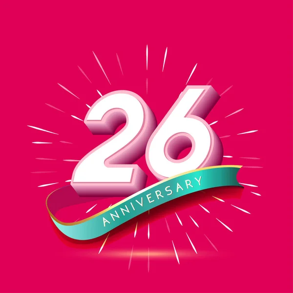 年間ピンクの周年記念ロゴ 装飾的な背景 — ストックベクタ