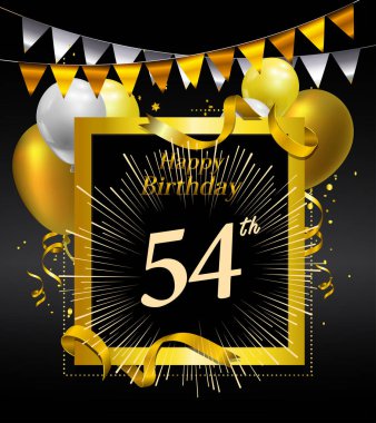 54 yıl yıldönümü. İyi ki doğdun logosu, dekoratif arka plan