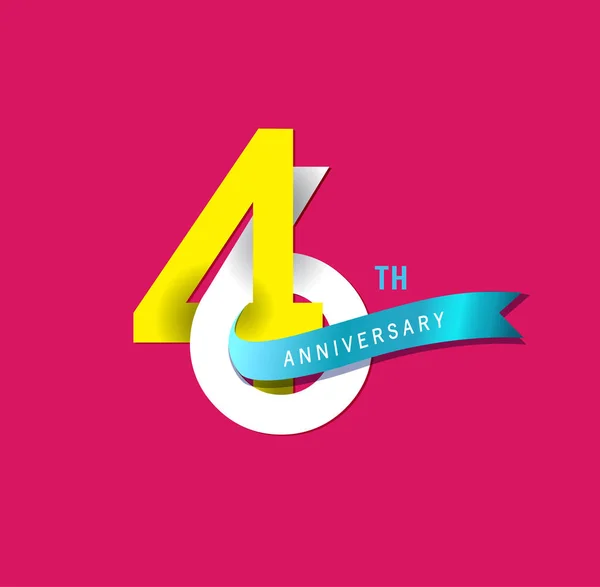 Logo Anniversaire Ans Avec Ruban Fond Décoratif Rose — Image vectorielle