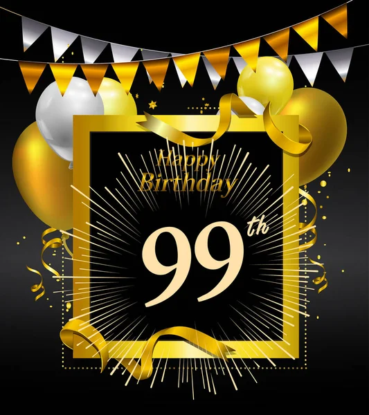 99年纪念日 生日快乐标志 装饰背景 — 图库矢量图片