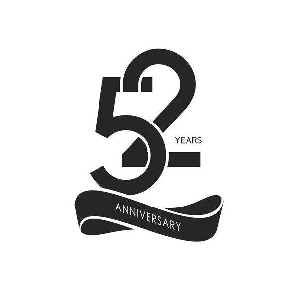 52 yıl yıldönümü logosu, dekoratif arka plan siyah