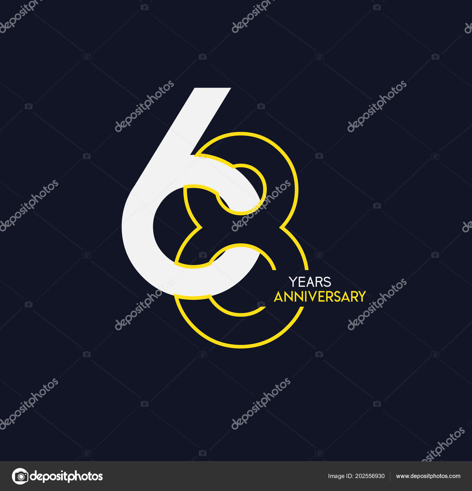 Years Black White Anniversary Logo Decorative Background Stock Vector