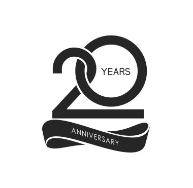 20 yıl yıldönümü logosu, dekoratif arka plan siyah