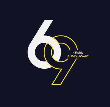 69 yaş siyah beyaz yıldönümü logosu, dekoratif arka plan