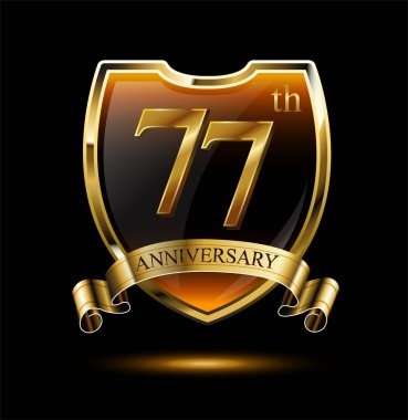 77 yıl altın yıldönümü logosu, dekoratif arka plan