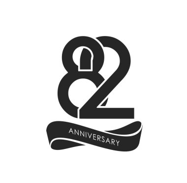 82 yıl yıldönümü logosu, dekoratif arka plan siyah