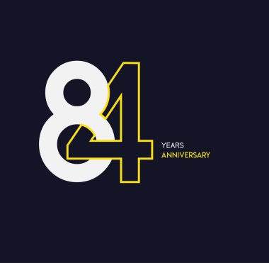 84 yıl siyah beyaz yıldönümü logosu, dekoratif arka plan