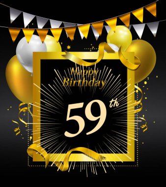 59 yaş yıldönümü. İyi ki doğdun logosu, dekoratif arka plan