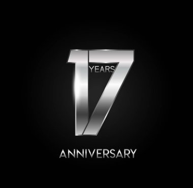 17 yıl yıldönümü logosu, dekoratif arka plan gümüş