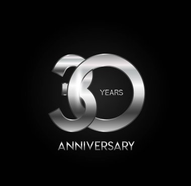30 yıl yıldönümü logosu, dekoratif arka plan gümüş