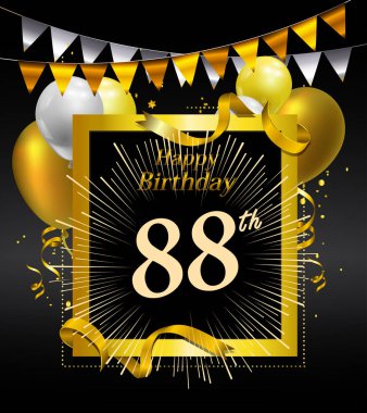 88 yıl yıldönümü. İyi ki doğdun logosu, dekoratif arka plan