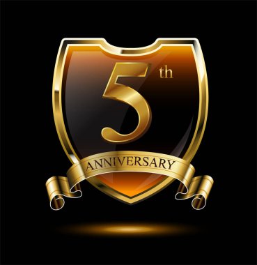 5 yıl altın yıldönümü logosu, dekoratif arka plan