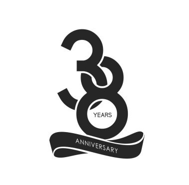38  years black anniversary logo, decorative background clipart