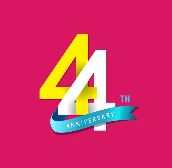 44年纪念标志与丝带 粉红色装饰背景 — 图库矢量图片