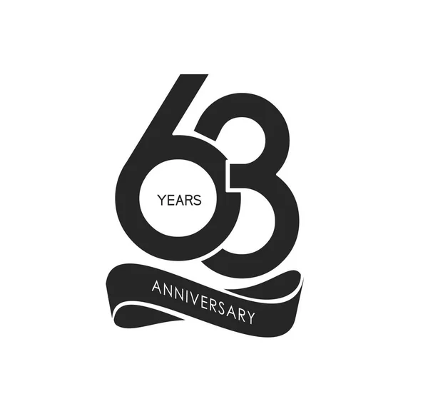 63年黑色周年纪念标志 装饰背景 — 图库矢量图片