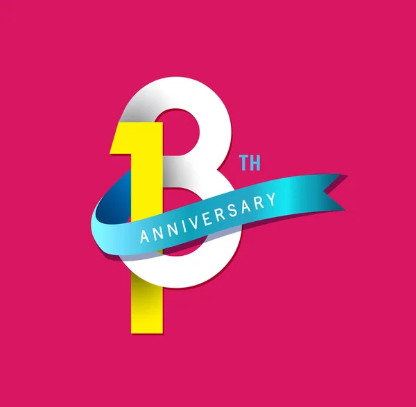 Logo Anniversaire Ans Avec Ruban Fond Décoratif Rose — Image vectorielle