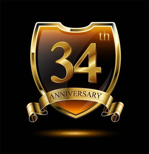 Jahre Gold Jubiläums Logo Dekorativer Hintergrund — Stockvektor