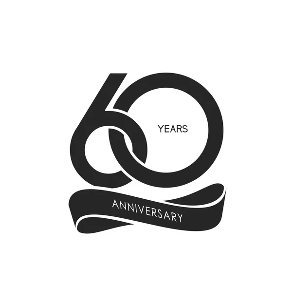 Anos Logotipo Aniversário Preto Fundo Decorativo — Vetor de Stock