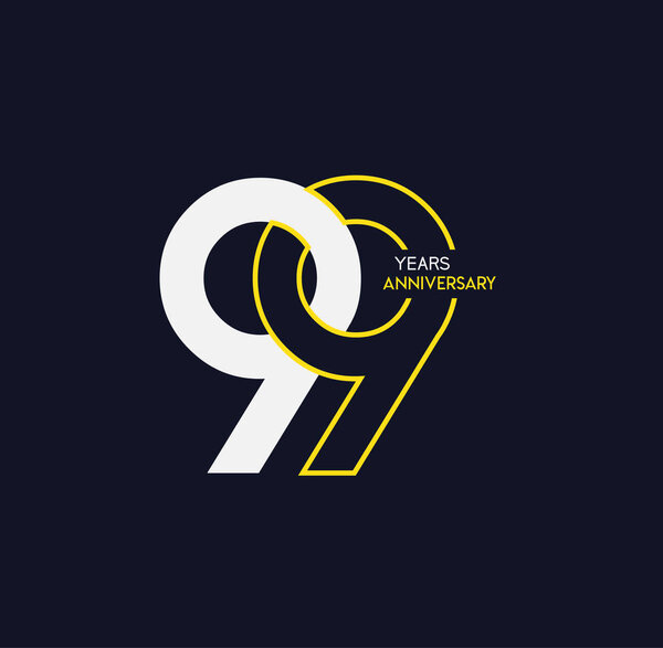 99 лет черно-белый логотип юбилея, декоративный фон
