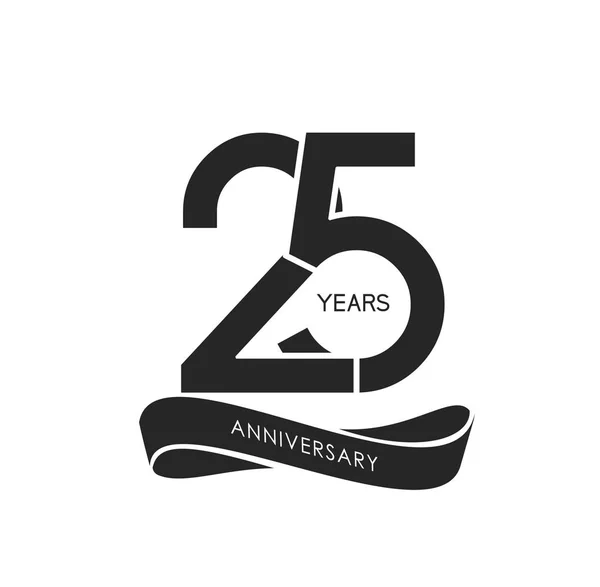 25 yıl yıldönümü logosu, dekoratif arka plan siyah