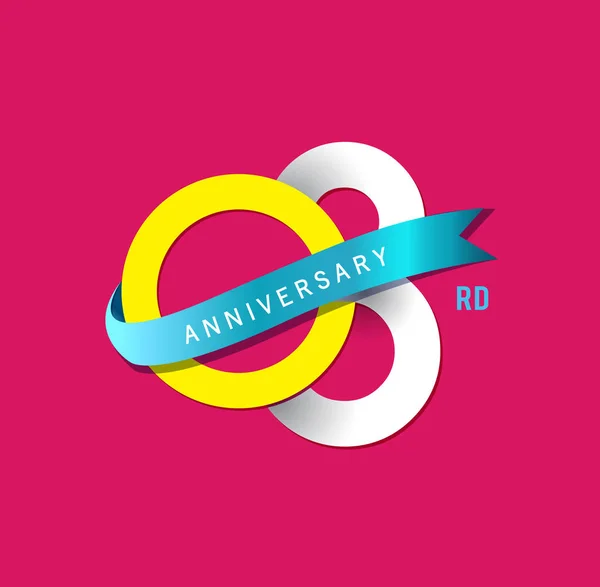 Logo Anniversaire Ans Avec Ruban Fond Décoratif Rose — Image vectorielle