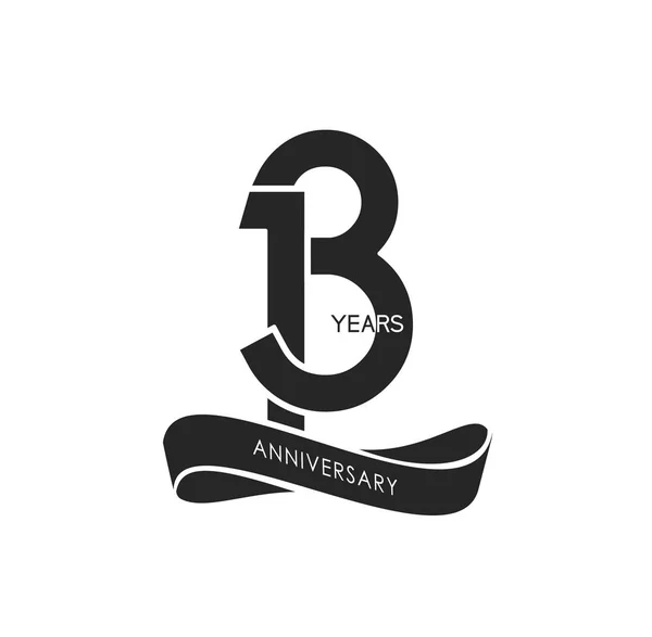 Logo Anniversaire Noir Ans Fond Décoratif — Image vectorielle