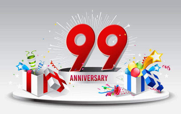 99-летний юбилей декоративного фона, векторная иллюстрация
 
