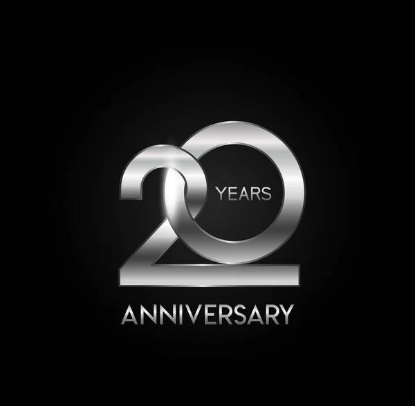 20 yıl yıldönümü logosu, dekoratif arka plan gümüş