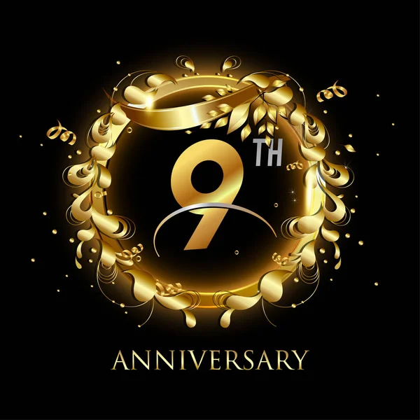 Logo Aniversario Oro Años Fondo Decorativo — Archivo Imágenes Vectoriales