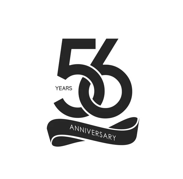 56年黑色周年纪念标志 装饰背景 — 图库矢量图片