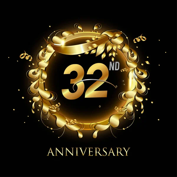 Anos Logotipo Aniversário Ouro Fundo Decorativo — Vetor de Stock