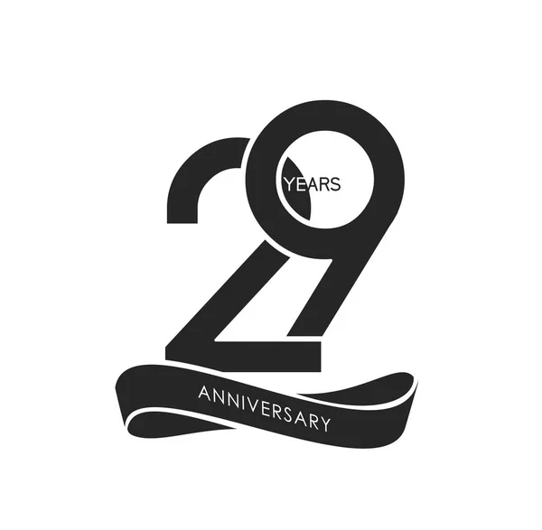 29年黑色周年纪念标志 装饰背景 — 图库矢量图片